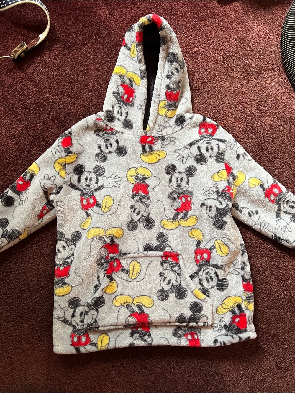 Disney Mickey Mouse Fleece Hoodie - Gray, Red & Yellow